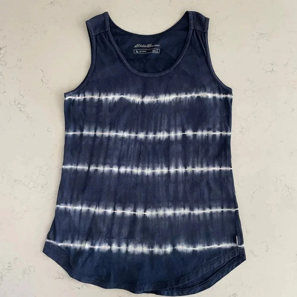 Eddie Bauer Outdoor Casual Tie Dye Print Cotton Tank Top Navy + White Sz S - Picture 8 of 8